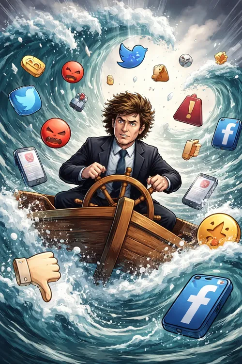 Milei navegando en mares digitales turbulentos