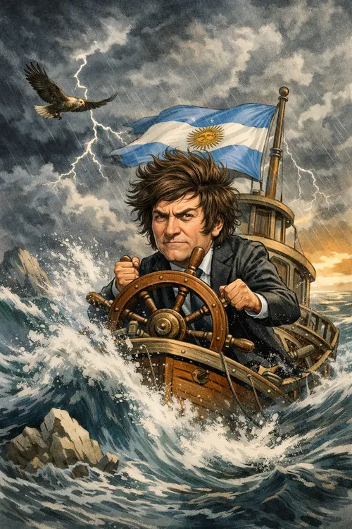 Milei navegando en la tormenta