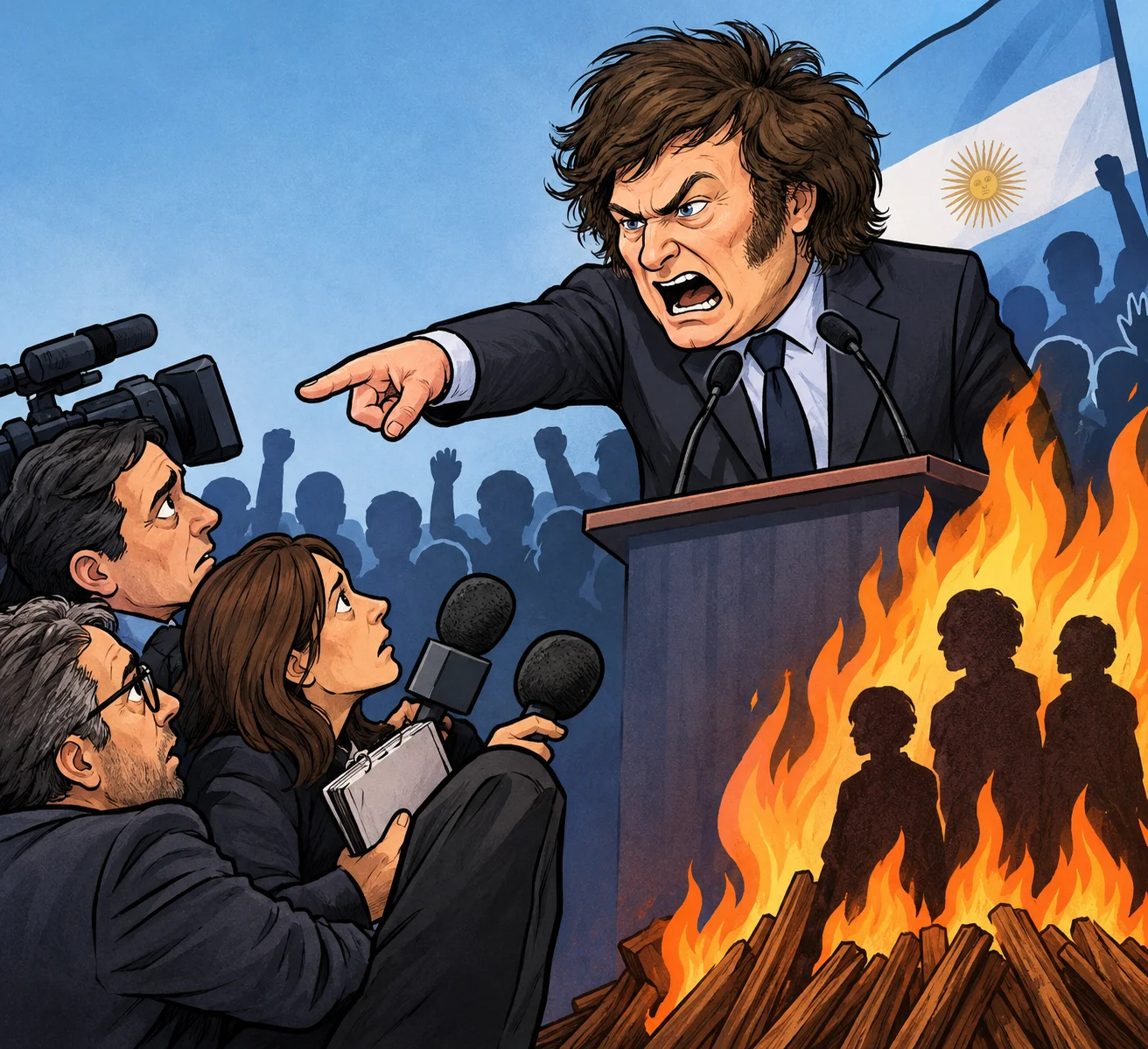 Político furioso confronta a la prensa
