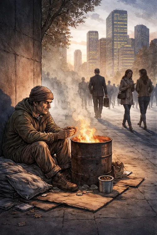 La indiferencia urbana al atardecer